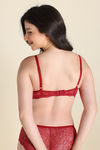 Zivame Dreamcatcher Padded Non Wired Medium Coverage Lace Bra - Red dahlia — thumbnail 4